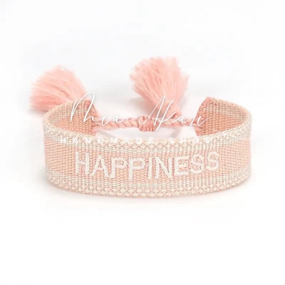 Happiness Bohemia Embroidery letter tassel Bracelet handmade Adjustable Rope